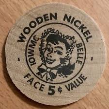 IOWMC Belle Wooden Nickel Face Value 5 Cents
